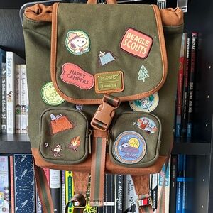 Loungefly SNOOPY Green and Brown Backpack with Patches